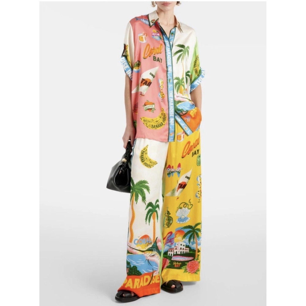 Paradise Inn 2‎ Piece Set L Beach Vacation Travel Tropical Colorful Resort Retro